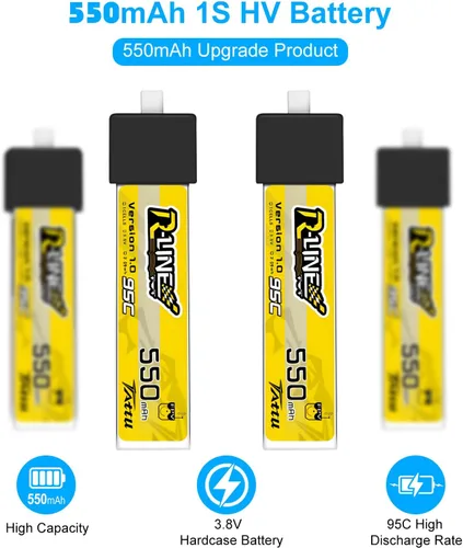 Vista 2 de 4pcs BT2.0 550mAh1S Lipo Batería 3.8V 95C FPV Batería para 1S FPV Racing Whoop Drone Quadcopters como Air75, Meteor75 Pro, Cetus Pro, Cetus X Drones