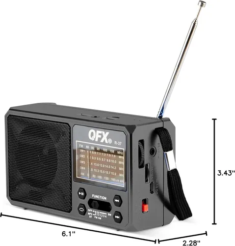 Vista 13 de QFX R-37 6-Band (AM, FM, SW1 - SW4) Linterna LED Bluetooth Radio solar (modelo 2021)
