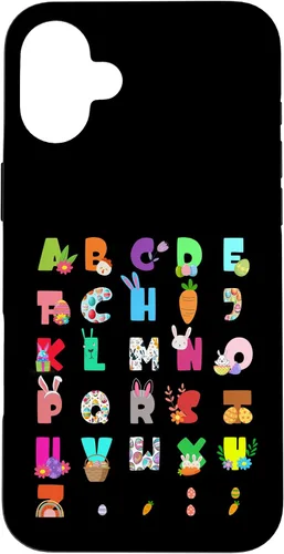 Vista 23 de Cute Alphabet Funny Easter Day ABC Letters Egg Rabbit Case for iPhone 17