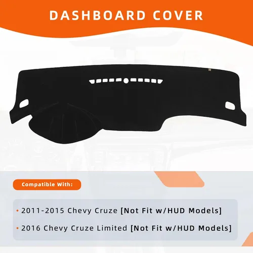 Vista 2 de Cubierta de tablero Tapete de salpicadero Compatible con Chevy Cruze 2015-2011 (para transmisión en la izquierda), Alfombra de salpicadero de coche
