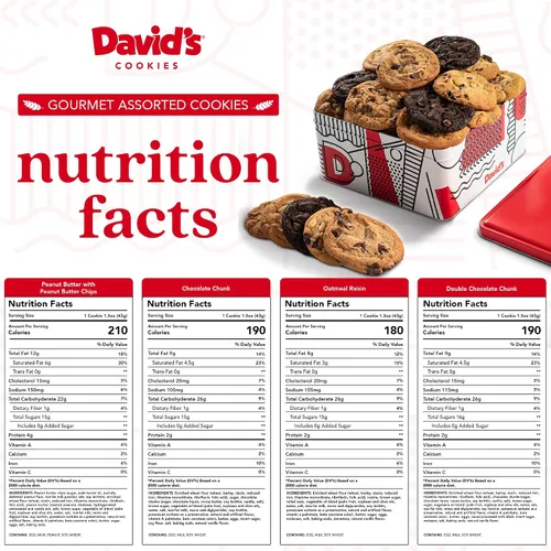 Vista 2 de David's Cookies 2lbs Assorted Flavors Fresh Baked Cookies - Handmade and Gourmet Cookies - Delectable and Made with Premium Ingredients - Cookie