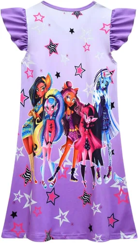 Vista 3 de FLIPEGEON Monster - Vestido casual para niñas con mangas con vuelo, ropa de juego de 4-9 años