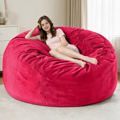Vista 21 de Sillón puff de 3 pies Sillón estilo puff grande de 3 pulgadas con relleno de espuma viscoelástica, sofá suave con funda de terciopelo holandés
