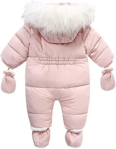 Vista 2 de Traje de nieve de invierno para bebé, con cremallera, abrigo con capucha y guantes