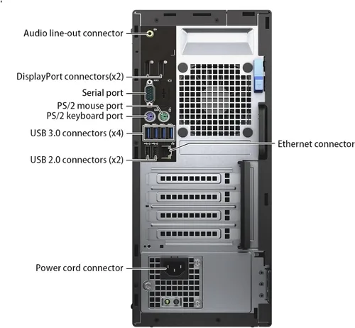 Vista 4 de Dell OptiPlex 7040 Mini Tower Desktop PC, Windows 11 Pro, Core i7-6700, 8GB RAM, 256GB SSD, Keyboard & Mouse (Renewed)
