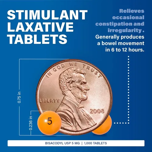 Vista 4 de MAJOR Bisacodyl 5 mg - Laxante estimulante revestido cómodo para aliviar el estreñimiento suave, confiable y - 1000 tabletas (paquete de 1)