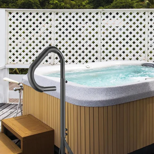 Vista 8 de VEVOR Pasamanos para Bañera de Hidromasaje, Pasamanos Lateral para Spa Giratorio 360° con Altura Ajustable de 48"-63", Barandilla de Aluminio