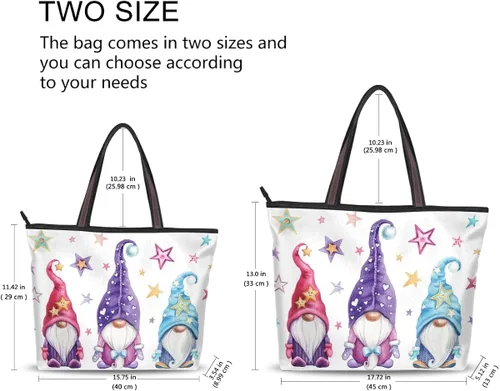 Vista 2 de Magic Gnomes - Bolsa de hombro con estrellas, con asa superior, para mujer, trabajo, escuela, viajes