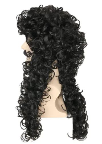 Vista 5 de Topcosplay Pelucas para hombre y barba larga Staight Cosplay Halloween disfraz peluca (negro)