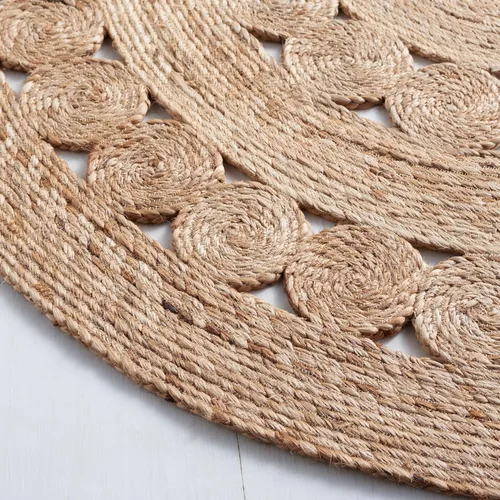 Vista 4 de SAFAVIEH NFB250A - Alfombra redonda de fibra natural, 3 pies, redonda, natural, hecha a mano, estilo bohemio, con encanto de yute