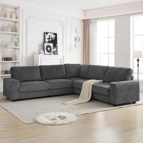Vista 13 de Sofá cama modular de 103.5 pulgadas con cama extraíble, sofá de gran tamaño con almacenamiento, sofá modular para sala de estar, color beige Negro