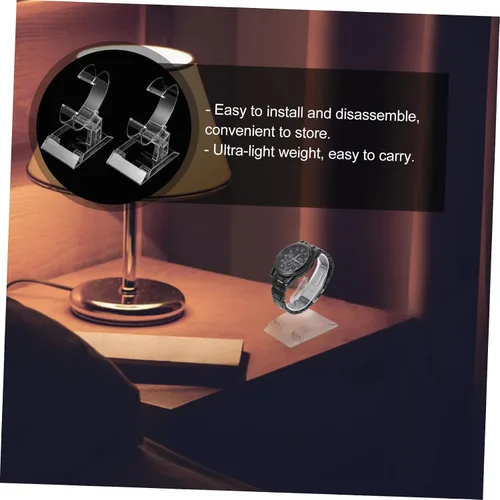 Vista 4 de Cabilock Soporte de plástico transparente para reloj, 2 piezas, vitrina de joyas de plástico, vitrina de reloj, relojes para hombre, soporte