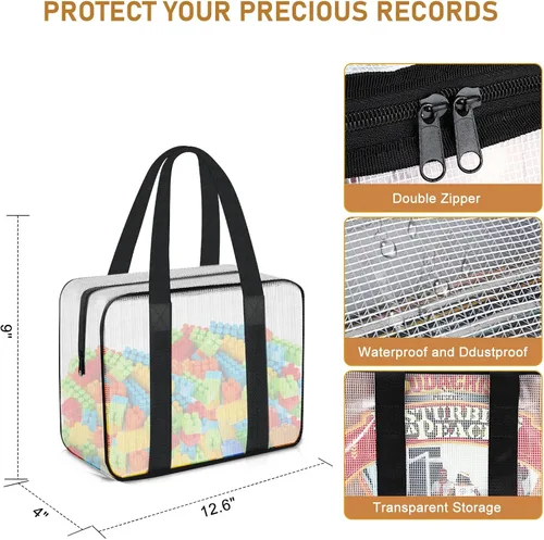 Vista 4 de 6 bolsas grandes de almacenamiento de juguetes, bolsas organizadoras de juguetes plegables transparentes con cremallera, bolsas organizadoras