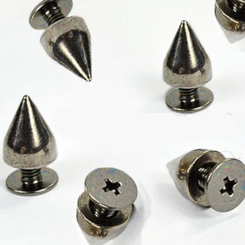 Vista 4 de RUBYCA 50 juegos de 0.354 in color negro bronce bala cono espiga de metal tornillo trasero DIY cuero-artesanía