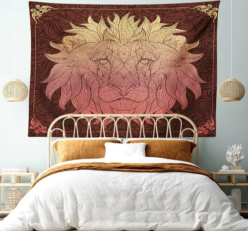 Vista 15 de Ambesonne Tapiz bohemio, diseño floral de bruja, luna y mariposa con adornos de mandala, decoración de tela para colgar en la pared para dormitorio