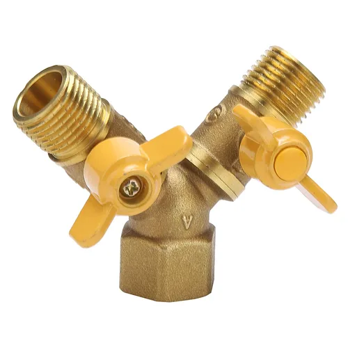 Vista 2 de Adaptador de grifo G1/2 de 2 vías con interruptor de válvula de cobre, separador de agua, conector de grifo para lavadora