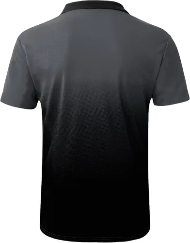 Vista 2 de Blusa de moda para hombre, estilo casual, ajustada, de manga corta, con estampado degradado y solapa