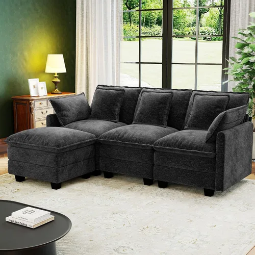 Vista 18 de Seccional Cloud Couch de 107", Sofá Seccional Modular en Forma de U, Sofá de Asiento Profundo de 4 Asientos con 6 Almohadas Extraíbles Lavables y 2