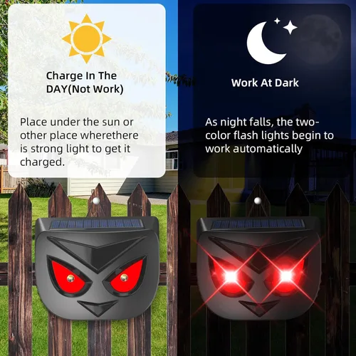 Vista 6 de Repelente solar de animales actualizado 2025 para exteriores, disuasorio de coyote para patio, luces disuasorias nocturnas efectivas para ojos