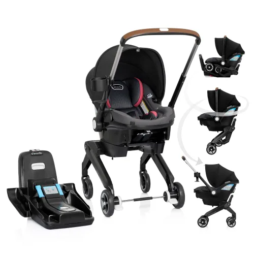 Vista 10 de Evenflo Shyft DualRide Combo de Asiento de Coche Infantil y Cochecito con Almacenamiento Carryall (Gris Boone)