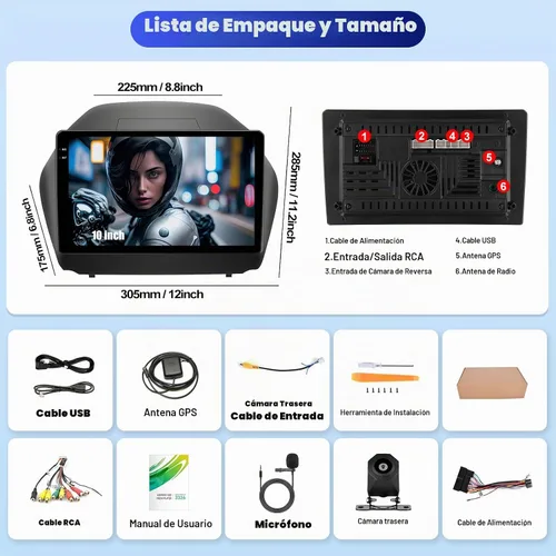 Vista 7 de [4+128GB] Android 15 Car Stereo para Hyundai Tucson IX35 2010-2015 con CarPlay Android Auto, pantalla de 10.1 pulgadas Radio de coche con Bluetooth