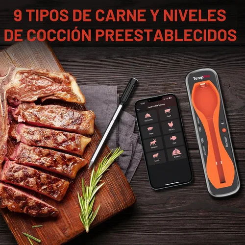 Vista 6 de ThermoPro TempSpike - Termómetro inalámbrico digital para carne de 500 pies, termómetro de carne Bluetooth inalámbrico para res, cordero, pollo