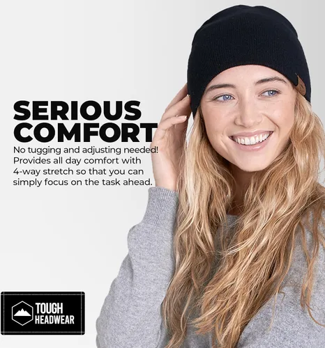 Vista 6 de Tough Headwear Daily Knit Beanie – Gorros para hombre – Sombreros de invierno para hombres y mujeres – Sombreros de punto cálidos para clima frío