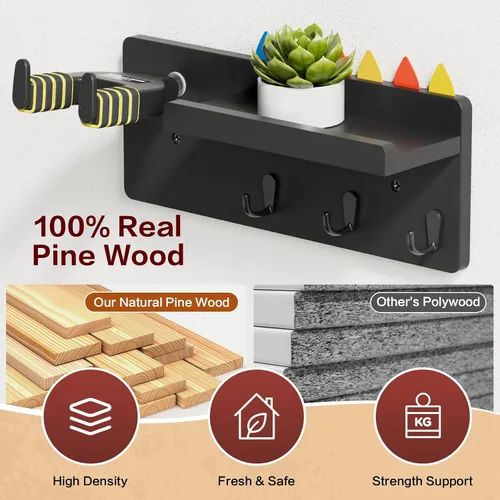 Vista 6 de Bikoney Soporte de pared para guitarra, colgador de guitarra con bloqueo Negro Gancho automático individual