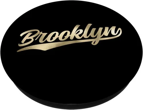 Vista 2 de Brooklyn New York Cool NY Retro 1970s Style Gold - PopSockets Grip and Stand for Phones and Tablets