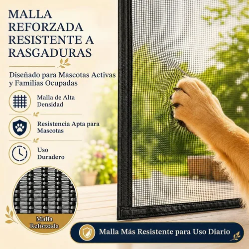 Vista 6 de Puerta mosquitera magnética, cortina de puerta de malla resistente con fuertes imanes de marco completo, cierre automático manos libres, apta