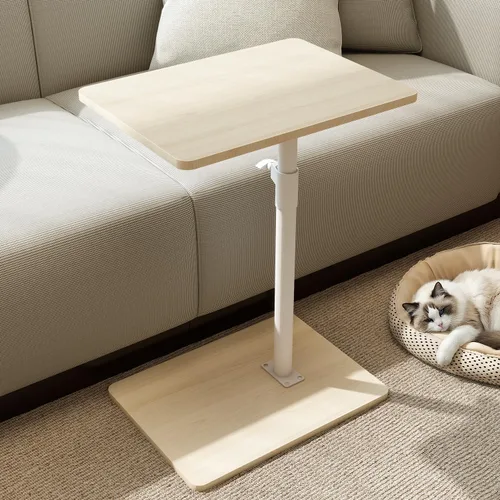 Vista 7 de YUHFERA Mesa auxiliar con bandeja para sofá - Giratoria 360°, altura ajustable, para espacios pequeños, mesa lateral para aperitivos para cama
