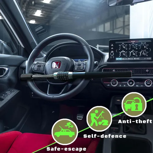 Vista 2 de Cerradura de volante, dispositivo antirrobo para automóvil, contraseña sin llave, barra de prevención de robo para automóvil, camiones, SUV