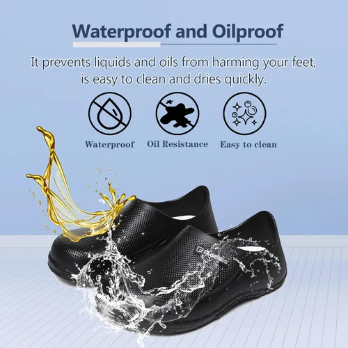 Vista 5 de Chef Shoes for Men Zapatos para Cocina Hombres Non Slip Work Shoes Women Clogs Comfortable Nursing Nurse Croc Shoes for Food Service Unisex Indoor