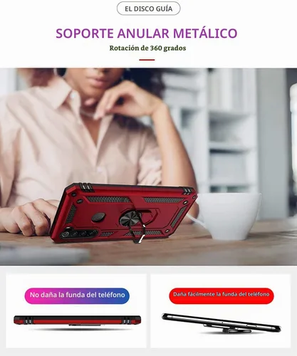 Vista 7 de YaHan Funda para Xiaomi Redmi Note 8, anillo giratorio de 360 grados, soporte híbrido, resistente, de doble capa, a prueba de golpes, con protector