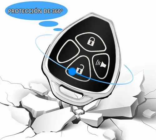 Vista 5 de QBUC Funda para llavero Toyota con llavero (negro, 3 botones)