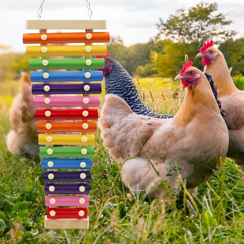 Vista 5 de Dnoifne Juguete grande y colorido de xilófono de pollo, juguete de xilófono divertido colgante con 15 llaves de metal, accesorios de juguete