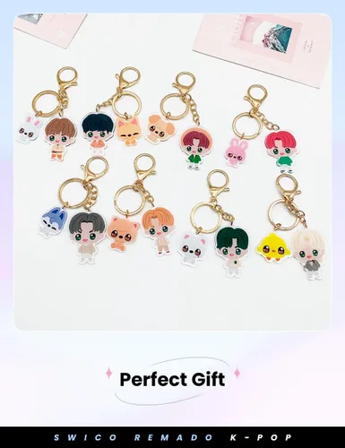 Vista 4 de Swico Remado Kpop - Llavero de dibujos animados lindo llavero de coche colgante mujer bolso cartera colgantes SKZOO