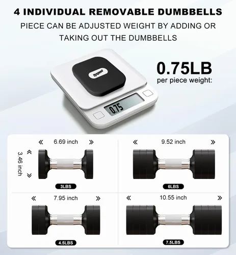 Vista 6 de Adjustable Dumbbell Set 15LBS 30LBS Free Weights Dumbbells Set for Women Men Hand Weights Sets Adjust Dumbbell Weight Sets for Home Gym Exercise
