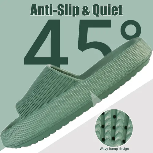 Vista 3 de rosyclo Pantuflas con sensación de nube para mujeres y hombres, pantuflas acolchadas para la ducha, sandalias de baño, máxima comodidad, ligeras