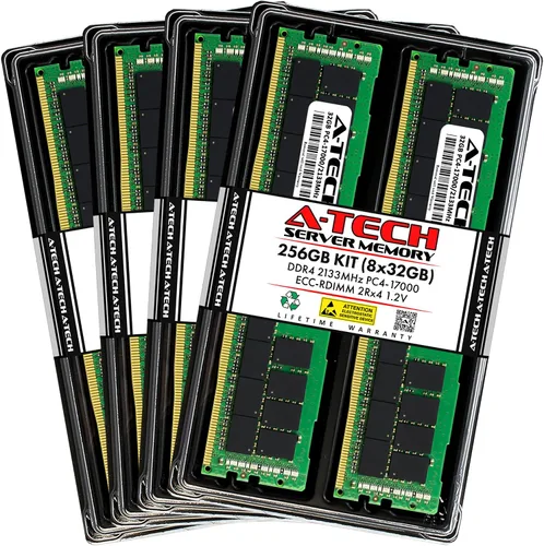 Vista 111 de A-Tech 4GB DDR4 2133MHz PC4-17000 ECC RDIMM 1Rx8 Single Rank 1.2V ECC Registered DIMM de 288 pines Módulo de actualización de memoria RAM