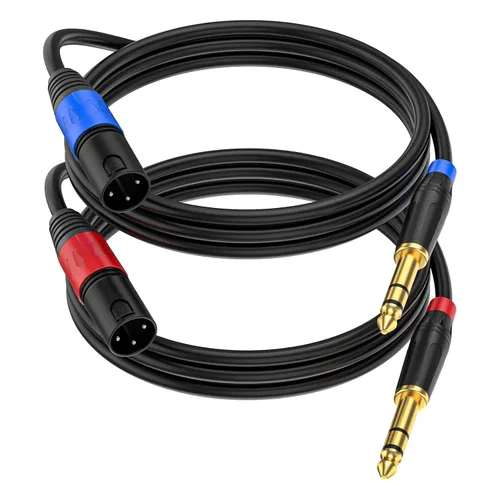 Vista 9 de Pack de 2 Cables XLR Hembra a 1/4 Pulgada 6,35 mm TRS Mono Jack para Micrófono Dinámico, 1,6 Pies, Negro, Cable de Micrófono XLR Hembra Equilibrado
