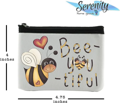 Vista 2 de Bee-You-Tiful Coin Purse Wallet Pouch For Women Small Card Change Bag With Zipper Mini Travel Purse For ID Case Makeup Card Novelty Bag