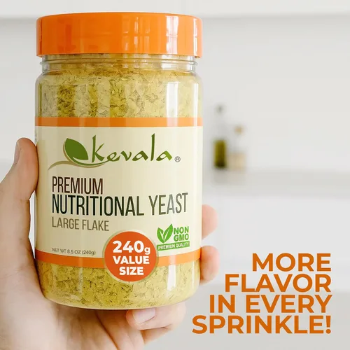 Vista 8 de Kevala Levadura nutricional fortificada premium – escamas grandes – condimento vegano – bajo en sodio – alternativa al queso – Kosher – Sin gluten