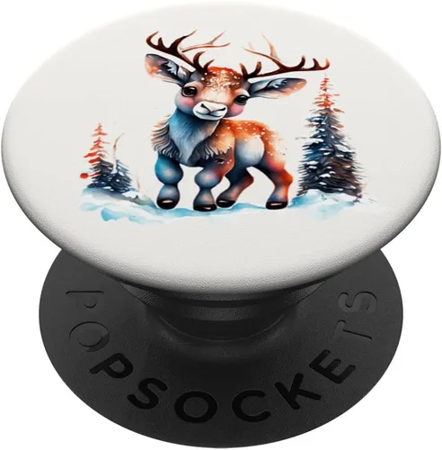 Vista 6 de PopSockets MagSafe PopGrip estéticos de Navidad con diseño de reno para iPhone
