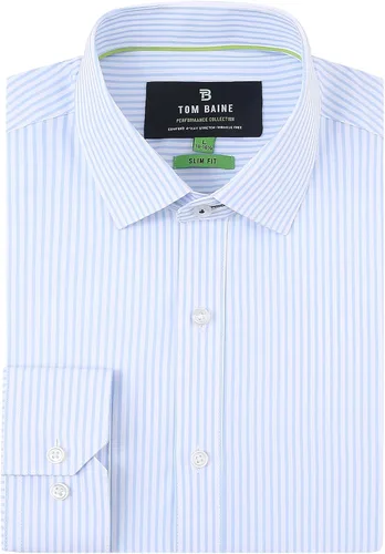 Vista 20 de Tom Baine Camisa de hombre ajustada de manga larga de alto rendimiento geométrica casual con botones