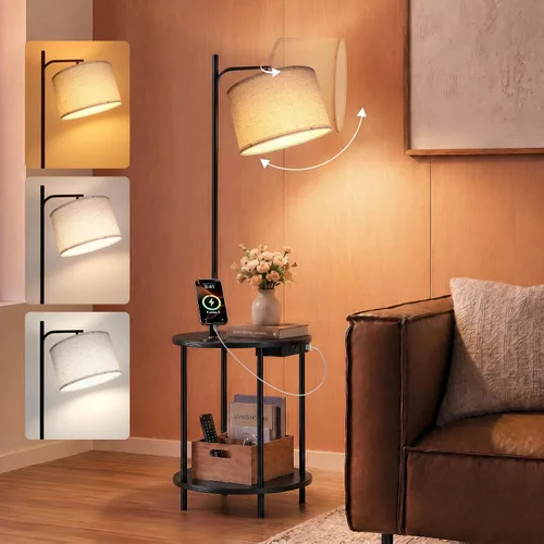 Vista 9 de ONEWISH Lámpara de pie rosa, moderna lámpara de pie para sala de estar, dormitorio, pantalla de lámpara de cristal, bombilla LED incluida, bonito 1