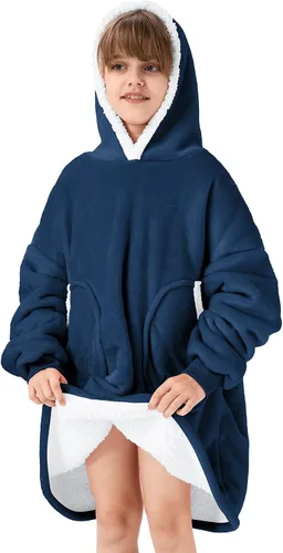 Vista 38 de Zando Manta con Capucha Ponible Manta para Niños y Adultos Manta Cómoda con Capucha Sudadera de Gran Tamaño Sherpa Forro Polar