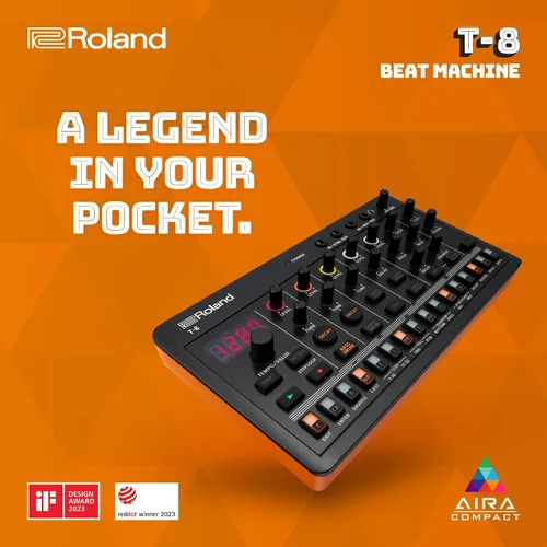 Vista 2 de Roland AIRA Compact T-8 BEAT MACHINE Máquina de ritmo y bajo ultraportátil con sonidos Roland genuinos Secuenciador de batería TR-REC Seis
