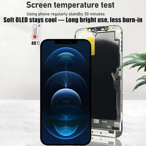 Vista 6 de DIGI4U Reemplazo de pantalla OLED suave para iPhone 12 Pro Max, pantalla COP de 6.7 pulgadas, no LCD, ventana 1:1, resolución y grosor, control
