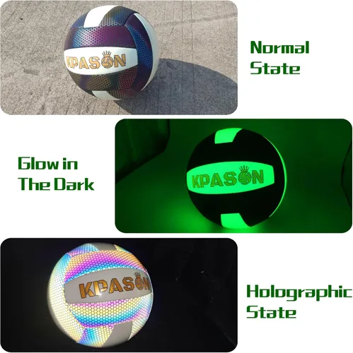 Vista 2 de Balones de voleibol, holográfico brillante, tamaño oficial 5, para interiores y exteriores, pelota de voleibol de playa para hombres y mujeres